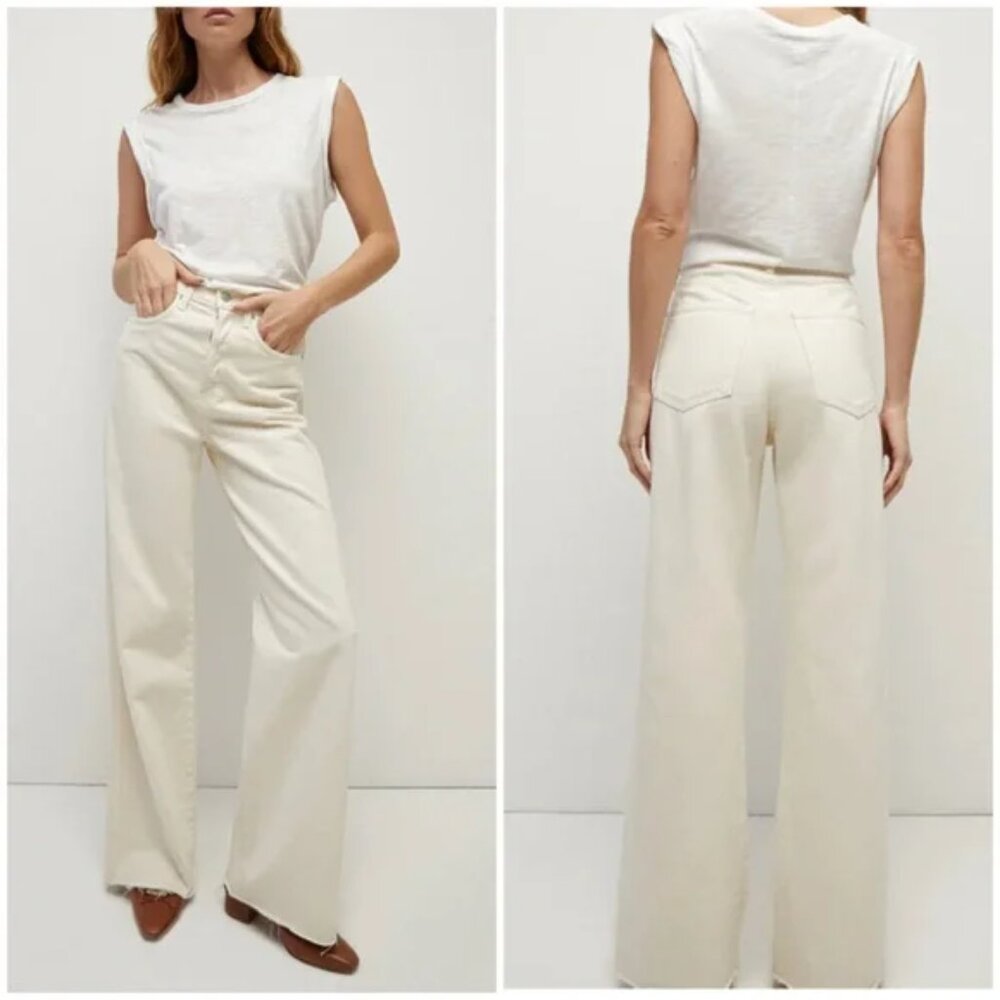 Veronica Beard Size 29 Taylor Relaxed Wide Leg High Rise in Cream